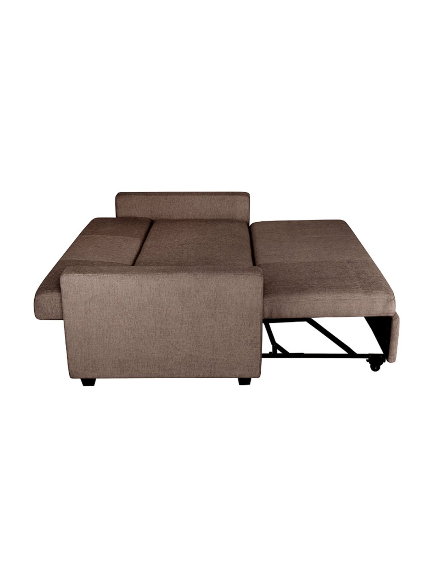Duroflex Ease Quilted Dark Brown Wood 3 Seater Sofa Cum Bed with Pullout Mechanism