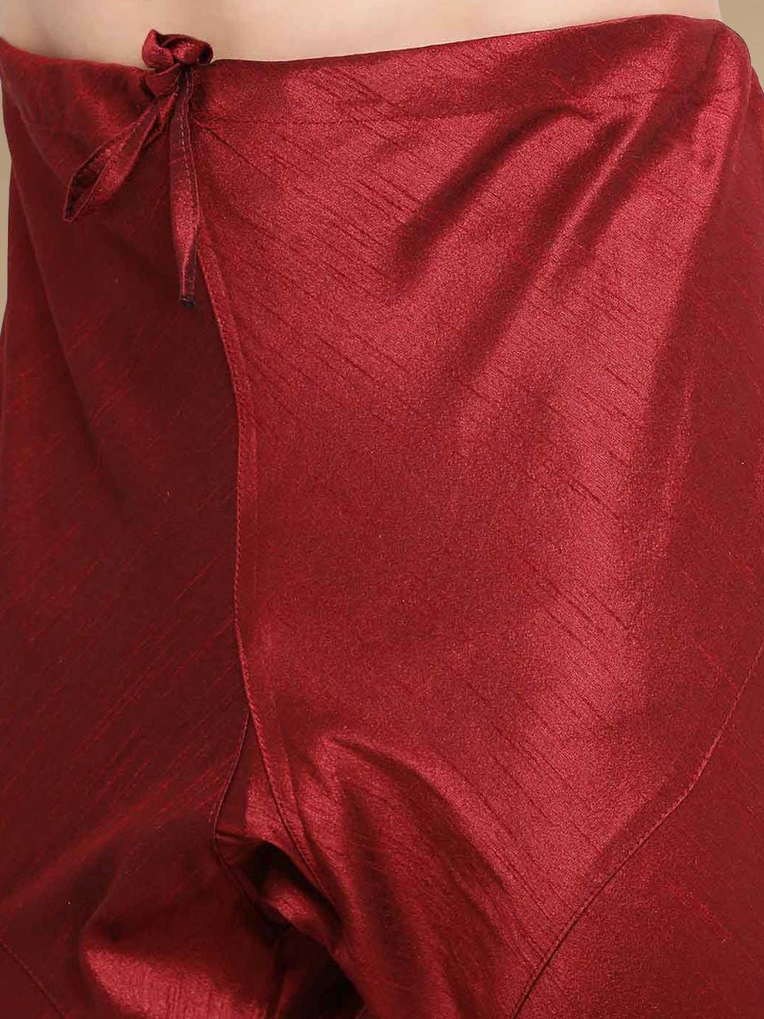 Sanwara Yellow & Red Cotton Regular Fit Texture Kurta Bottom Set