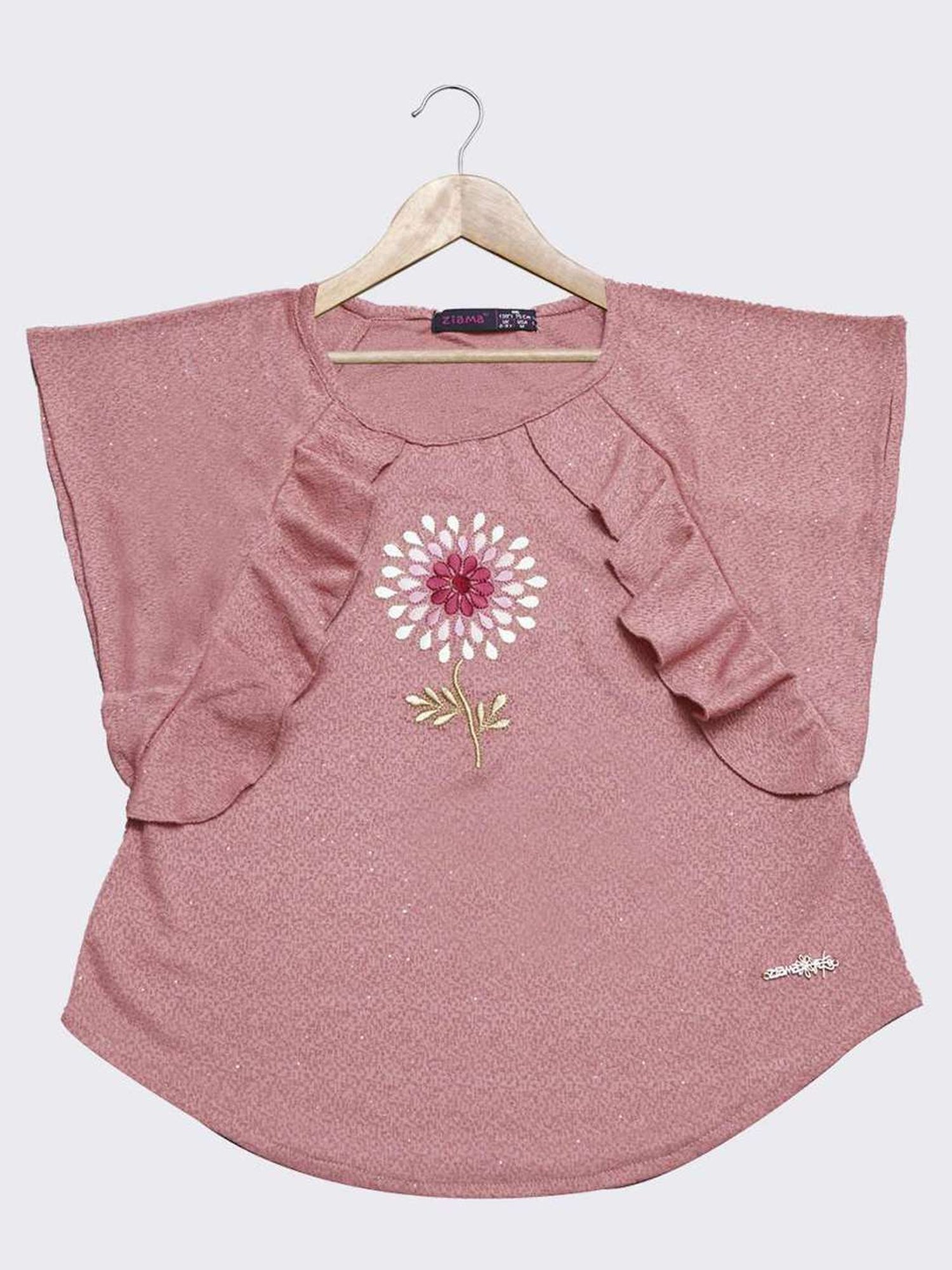ZIAMA Kids Peach Floral Print Top