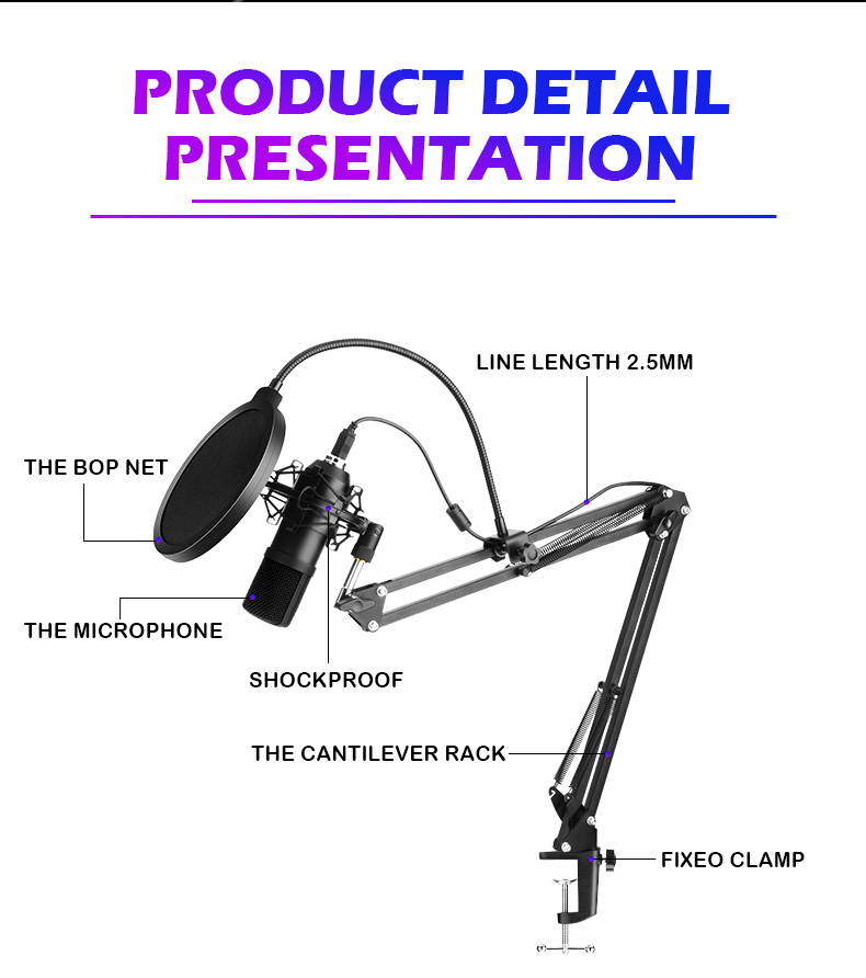 USB Computer Microphone Set 192KHZ / 24Bit High Sampling Rate Professional Podcast Condenser Microphone For PC Karaoke YouTube