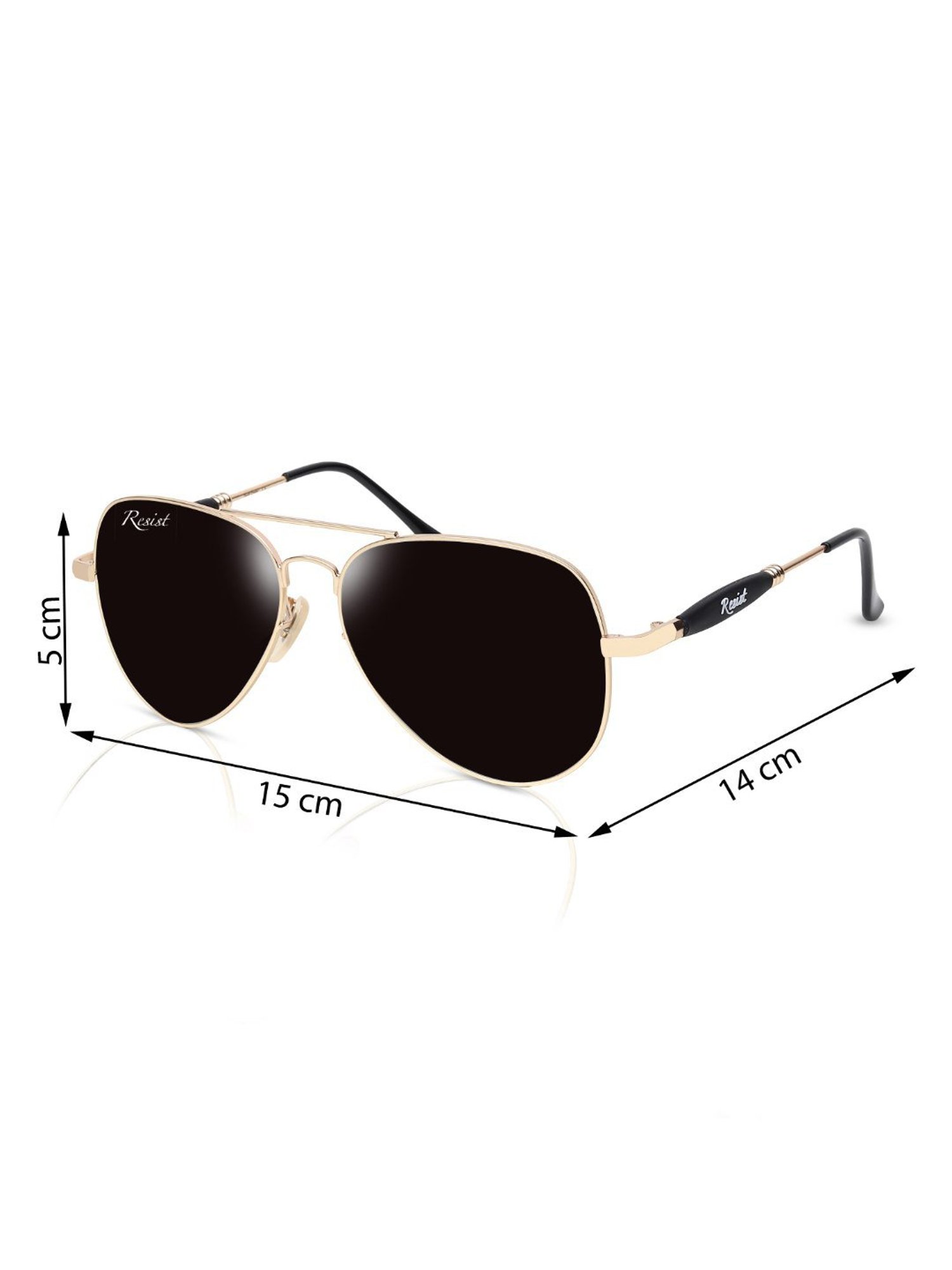 Resist Eyewear Black Aviator Unisex Sunglasses