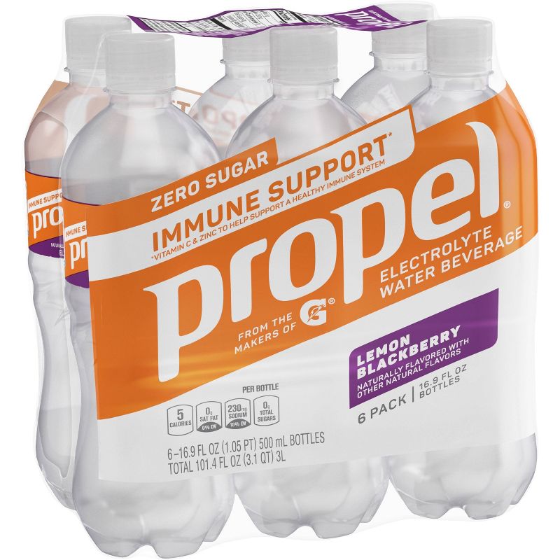 Propel Immunity Support Lemon Blackberry Water - 6pk/16.9 fl oz Bottles