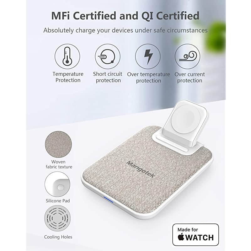 3 in 1 Wireless Charger iPhone Apple Charging Station, MFi Certified Wireless Charging Pad Qi Fast Chargers Stand Dock for iPhone 11/12/11 Pro/SE 2020/XS Max/XR/X/8/8Plus/iWatch/Airpods