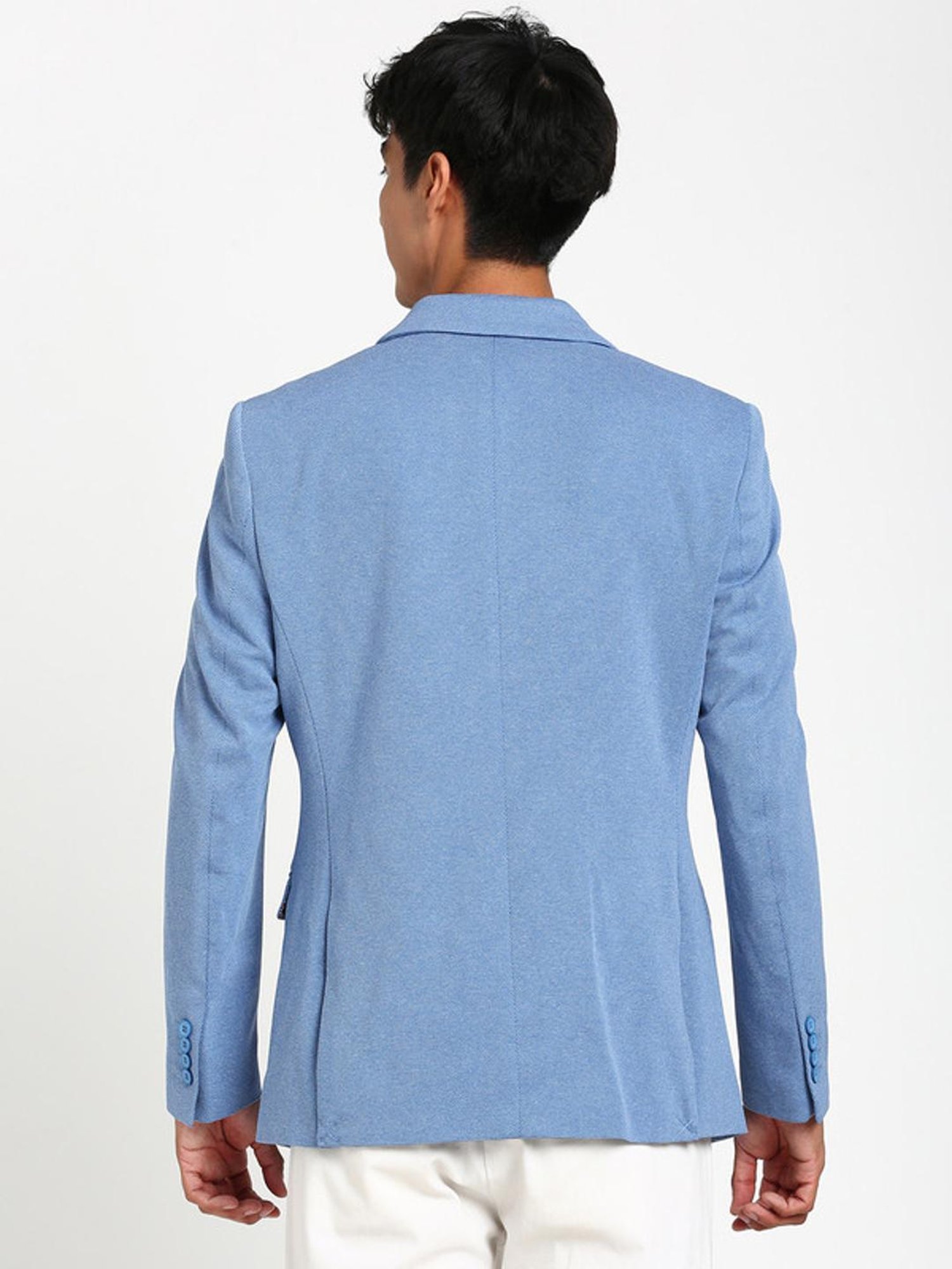 Turtle Blue Slim Fit Texture Blazer