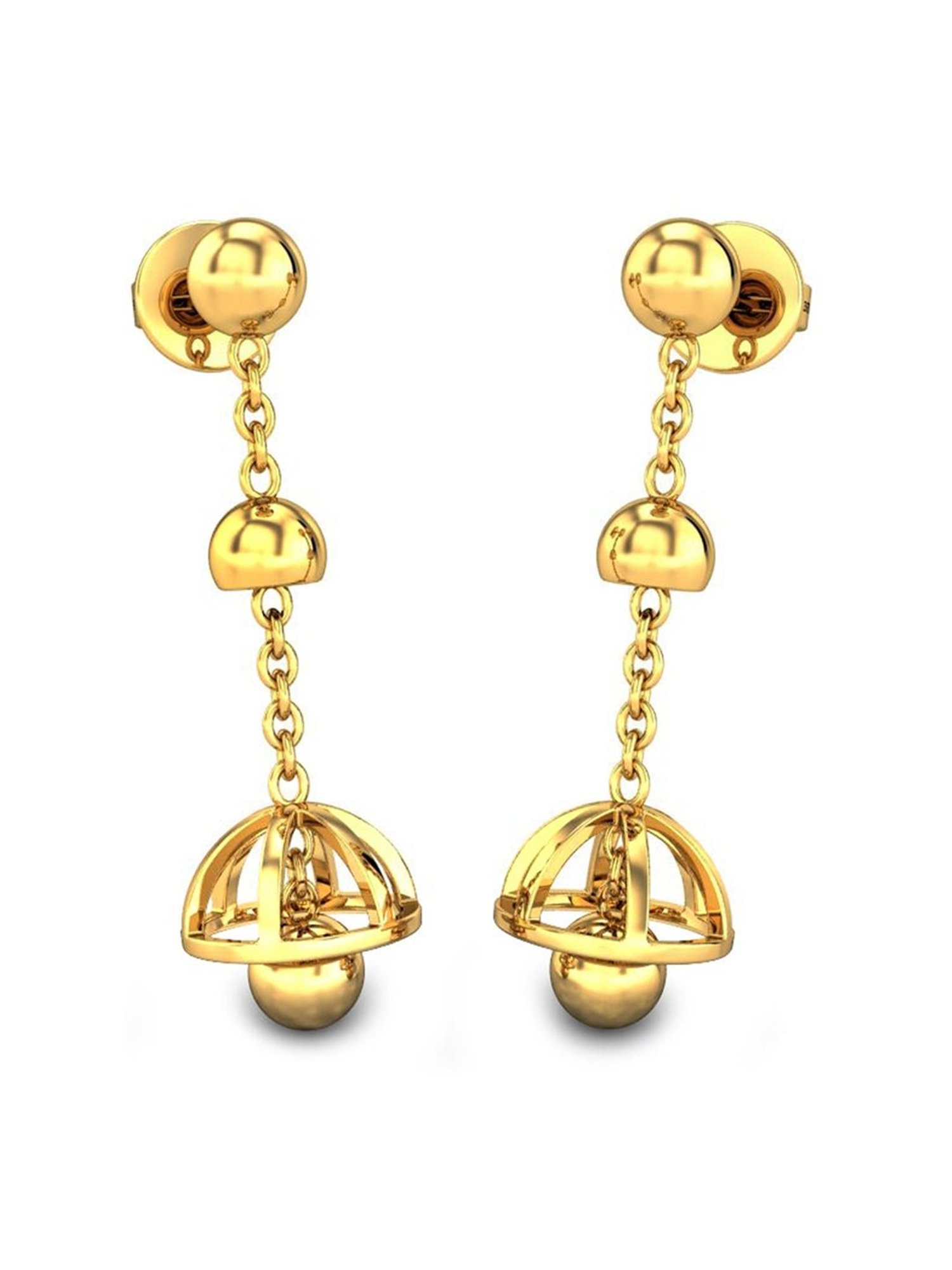 Candere by Kalyan Jewellers Peacock Collection 18k Yellow Gold Drop Earrings for Women