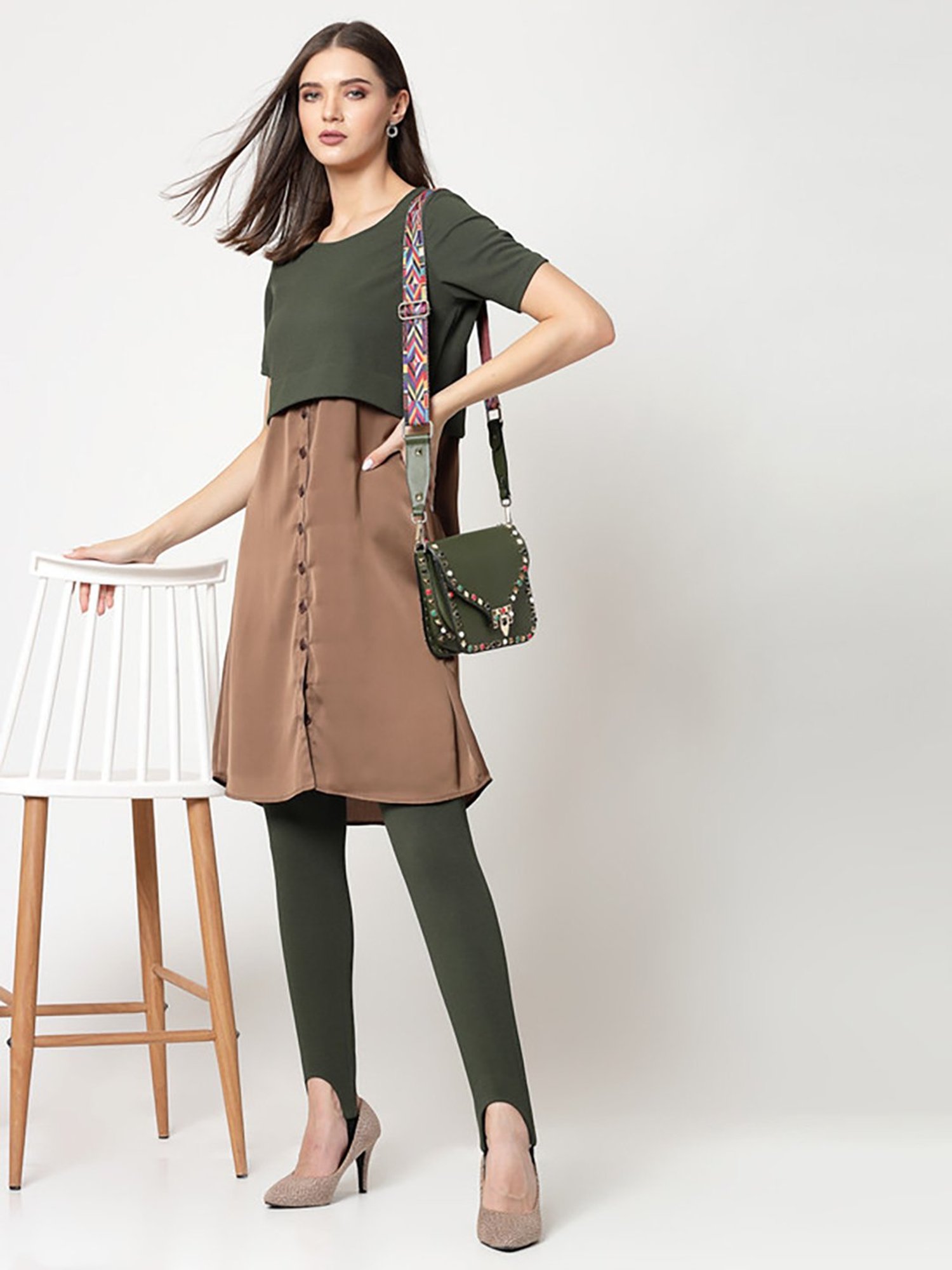 Office & You Olive Slim Fit Mid Rise Pants