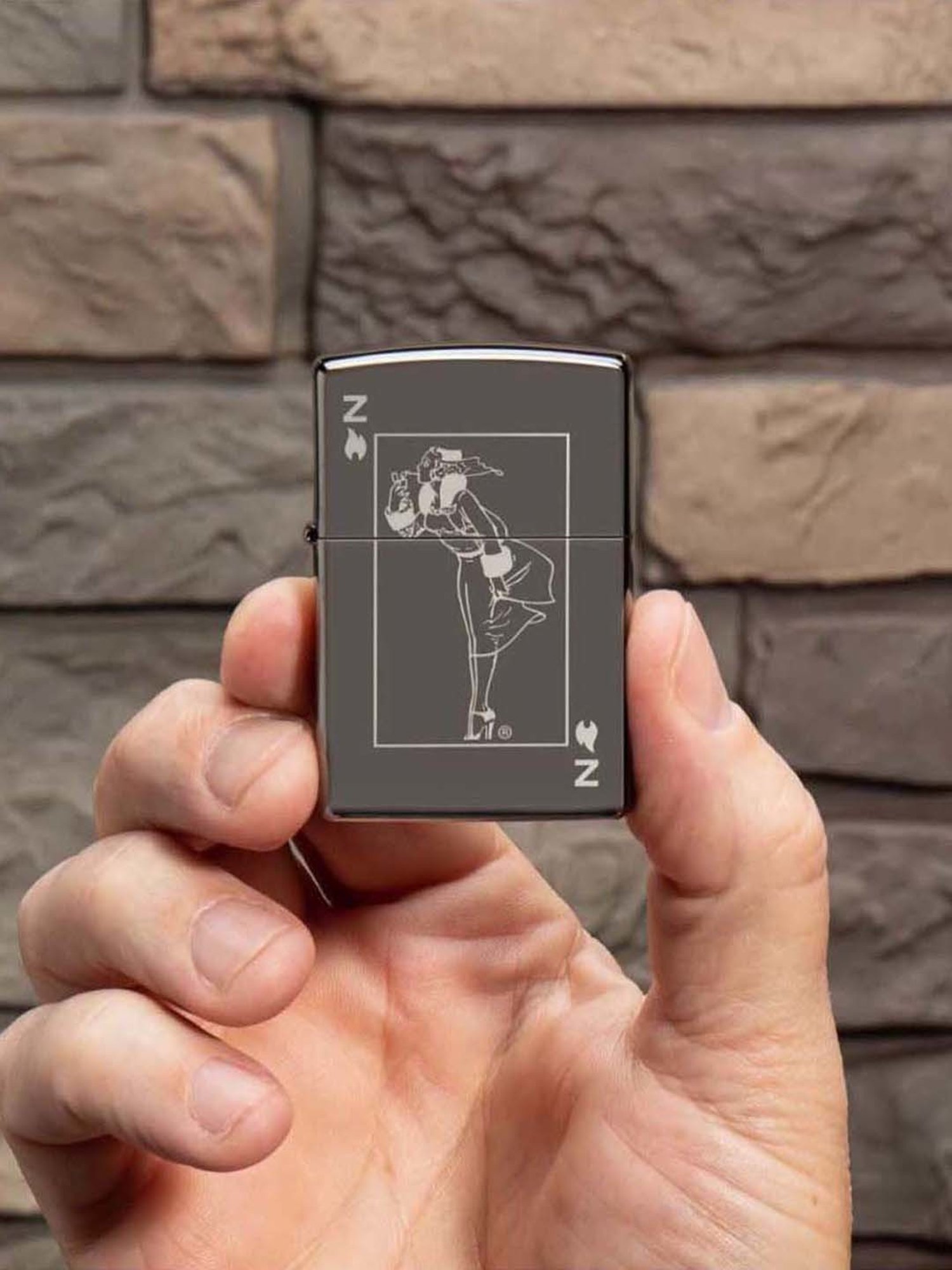 Zippo Black Brass Windy Design Windproof Pocket Lighter