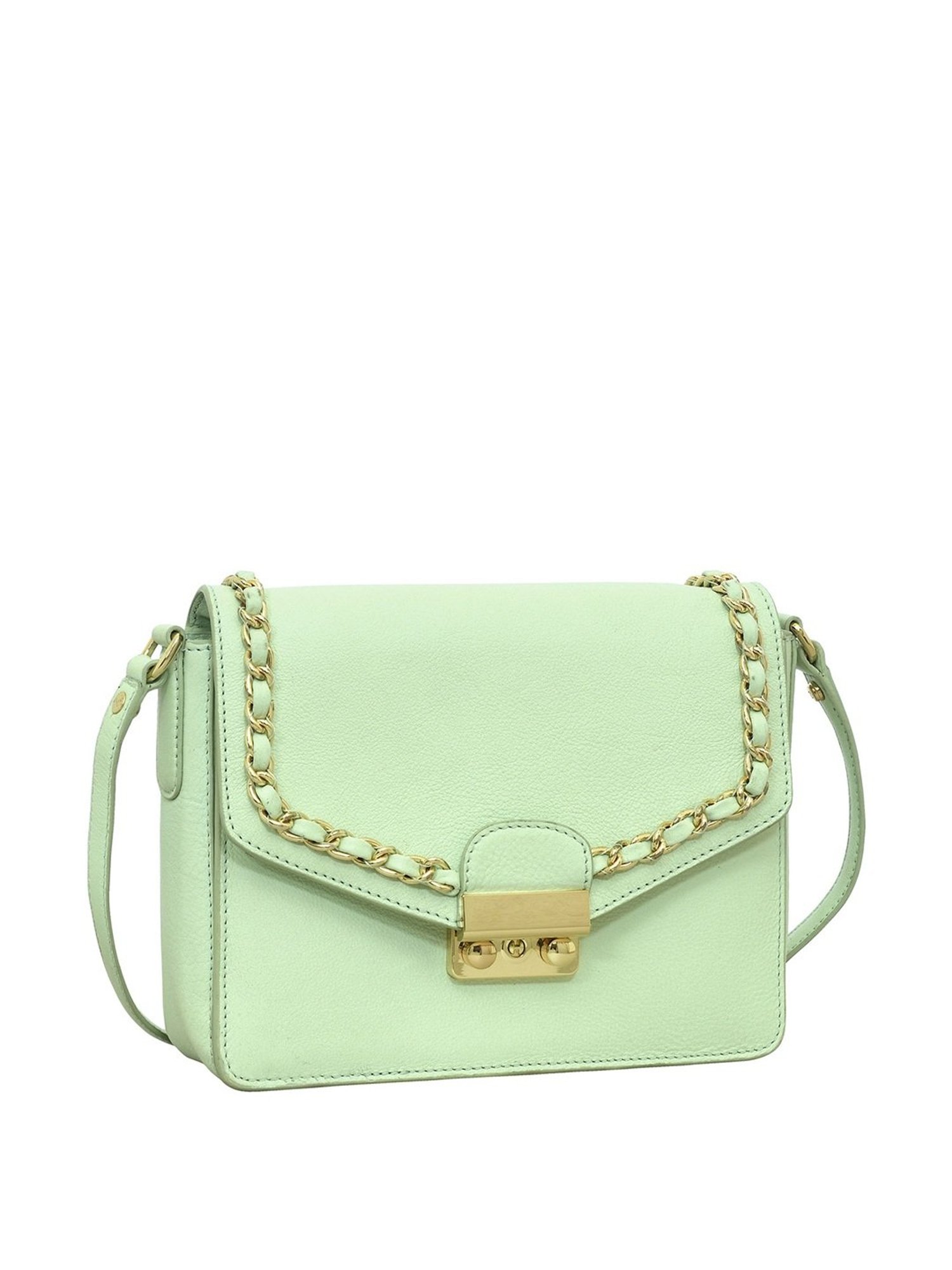 Eske Liza Green Solid Medium Sling Handbag