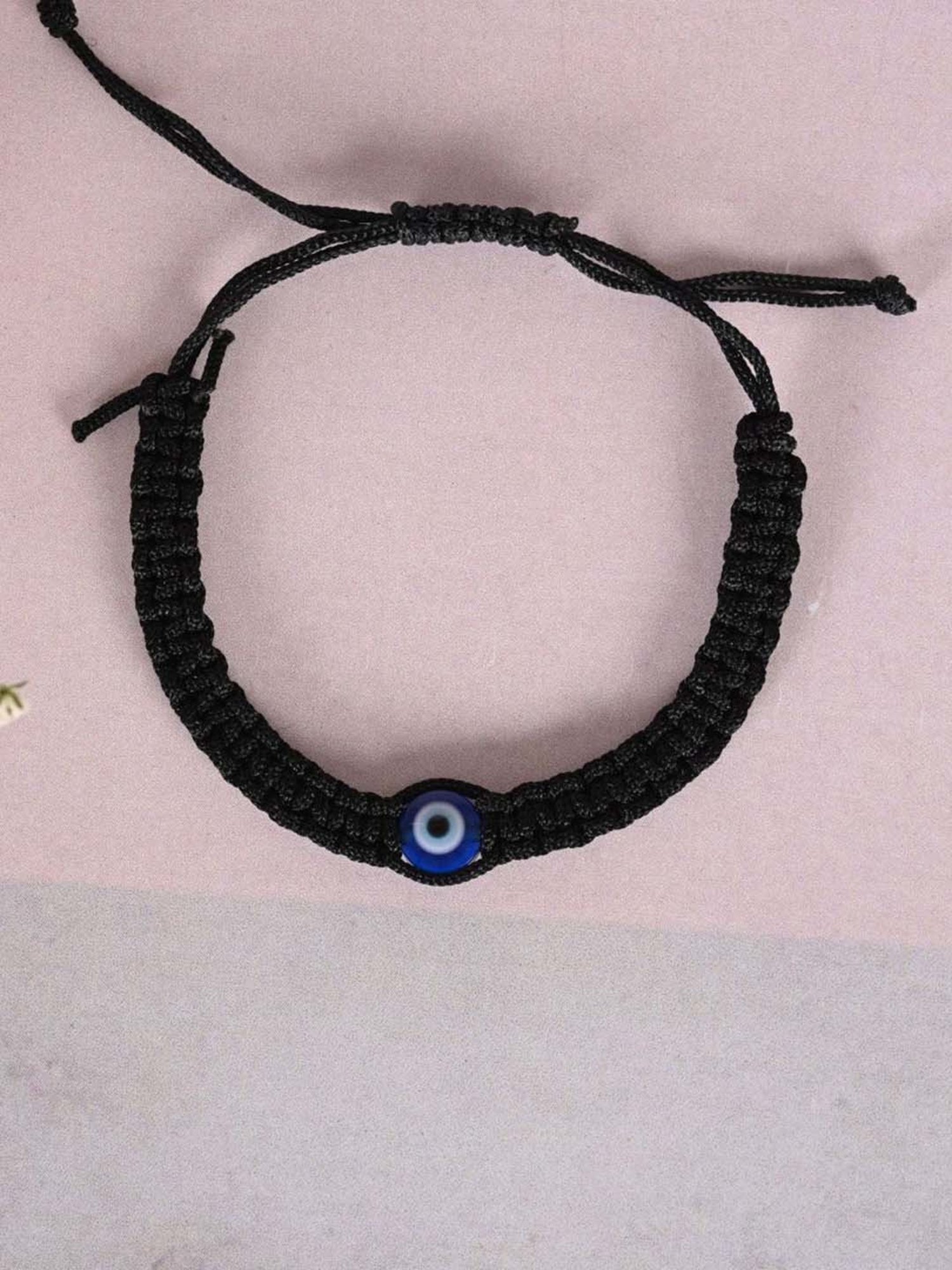 NVR Black Fabric Elasticated Bracelet for Unisex