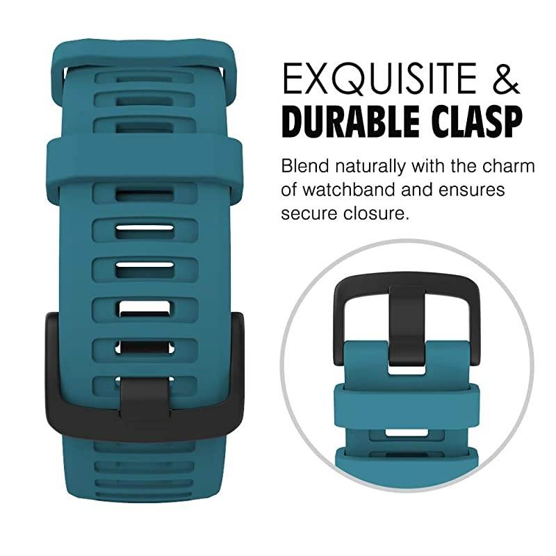 Watch Band Compatible with Garmin Instinct Sports GPS Smart Watch, Soft Silicone Adjustable Replacement Strap Fit Garmin Instinct/Instinct Tide/Instinct Tactical - Lake Blue