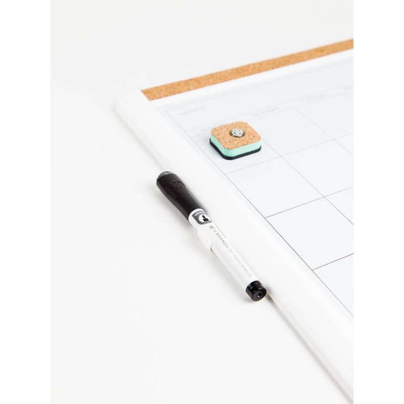 U Brands 20"x16" PINIT Magnetic Dry Erase Calendar Board