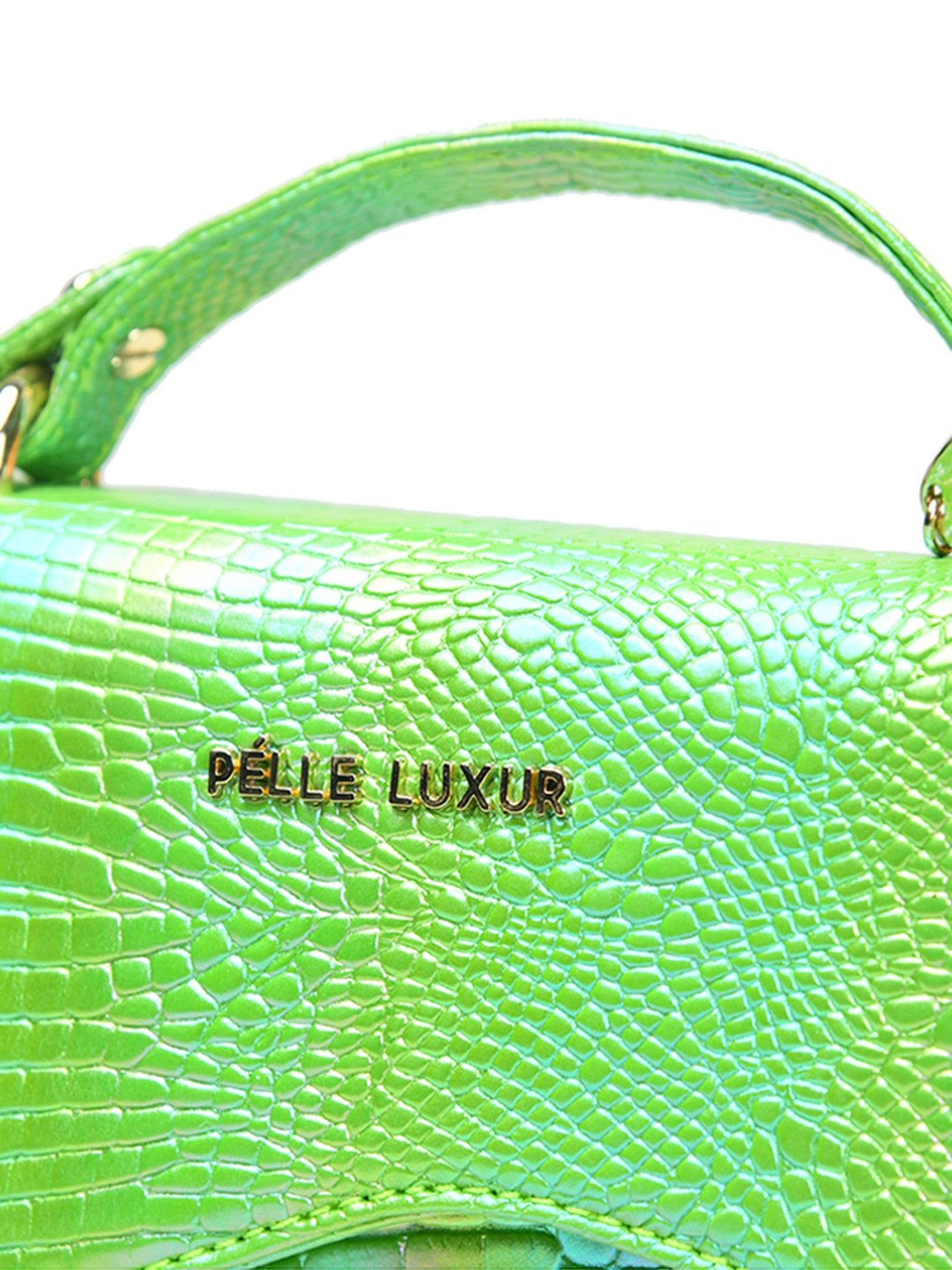 PELLE LUXUR Light Green Animal Effect Small Cross Body Bag