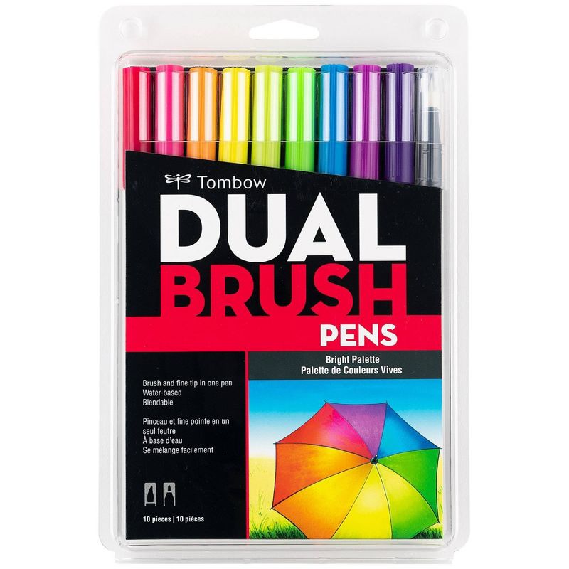 10pk Dual Brush Pen Art Markers Bright Palette - Tombow