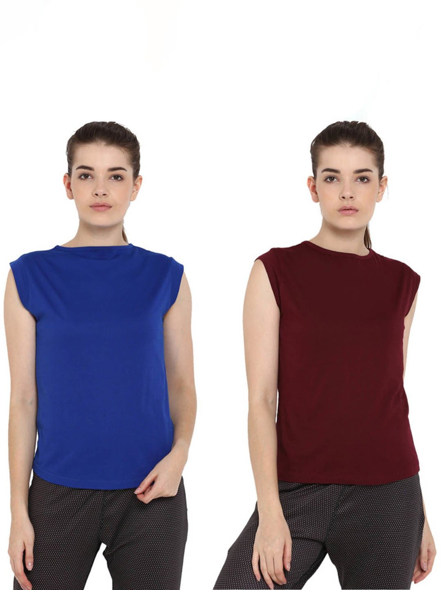 Appulse Royal Blue & Maroon Cotton T-Shirt - Pack of 2
