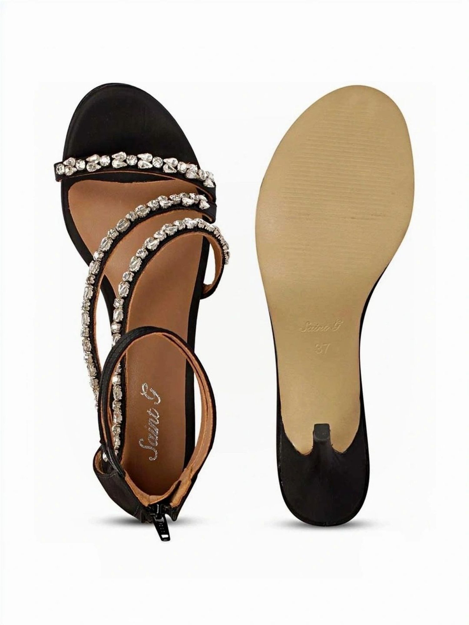 Saint G Women's Vittoria Black Ankle Strap Stilettos