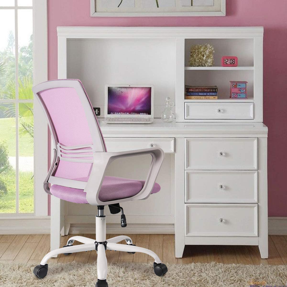 SMUGDESK Home Office Chair, Mid Back Mesh Office Computer Swivel Desk Task Chair, Ergonomic Executive Chair with Armrests