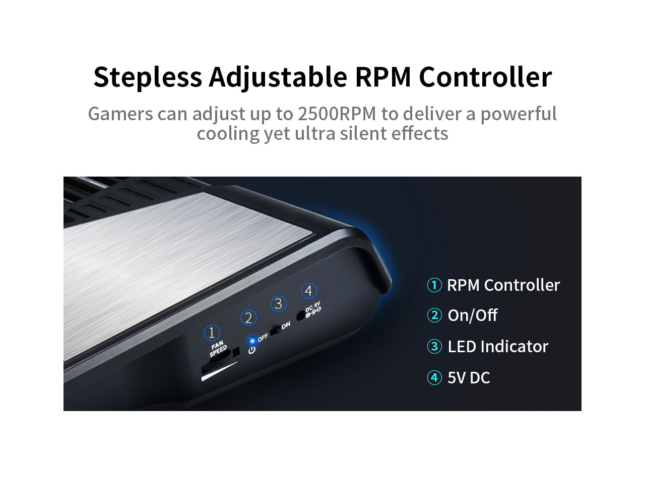 Laptop Cooling Pad, Laptop Cooler with 5 Quiet Red LED Fans for 12"-17" Inch Laptop, Dual USB 2.0 Ports, Portable Angle Adjustable Laptop Stand for Gaming Laptop-Green