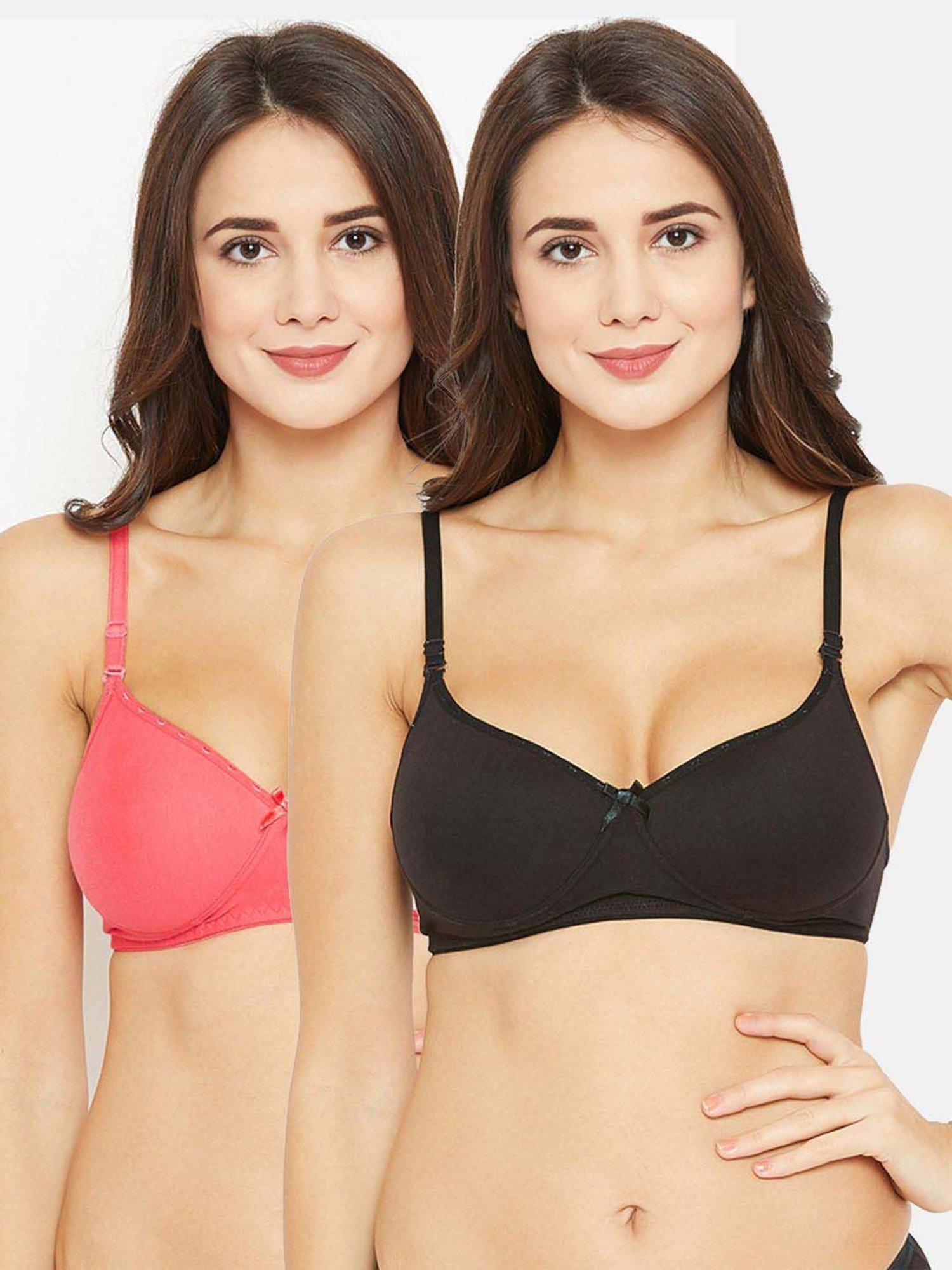 N-Gal Black & Coral Everyday Bras - Pack Of 2