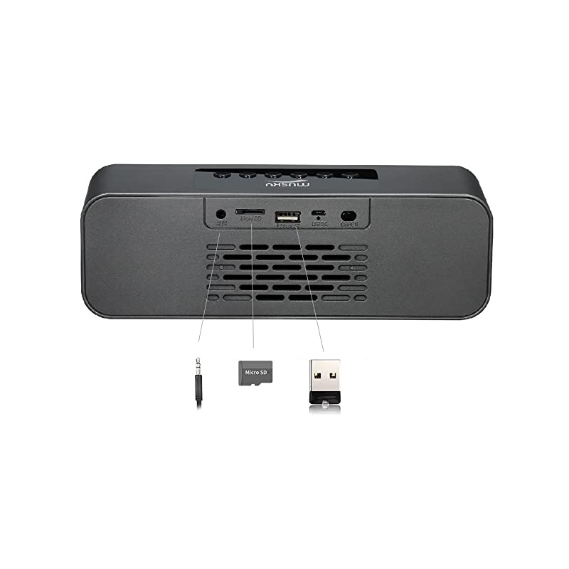 Bluetooth Speaker with10W Acoustic Driver LED Display FM Radio Alarm Clock Handsfree Speakerphone Slots for Micro SD Card USB AUXin for Smart Phone Tablet and More