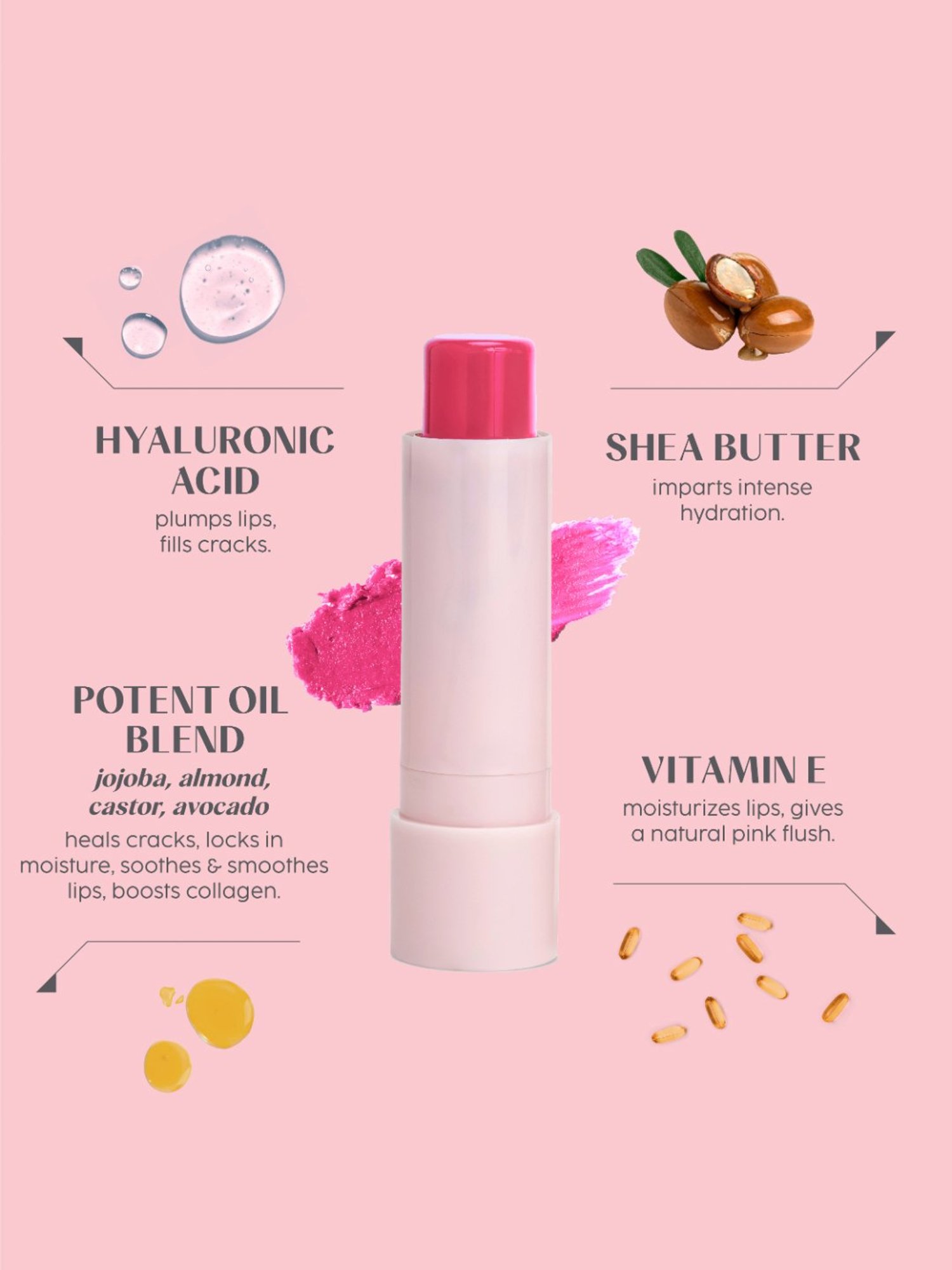 House of Makeup Jam Packed Tinted Lip Superfood Pink Lemonade - 3.8 gm