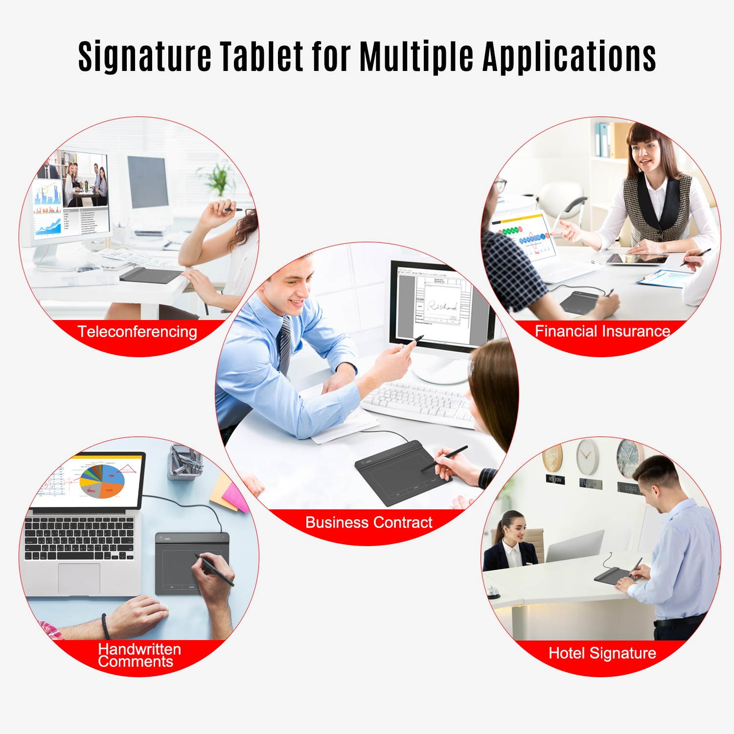 Ugee CS06 Signature Tablet Graphics Drawing Tablet Pad 6x4 Inch Active Area with 8192 Levels Battery-Free Pen 5080LPI Compatible with Windows7/8/10 for Office/Bank/Hotel/Hospital Signature Drawing