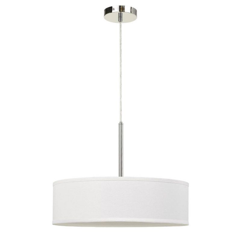 18" x 18" x 14" LED Metal Dimmable Pendant with Diffuser and Hardback Fabric Shade Off-White - Cal Lighting
