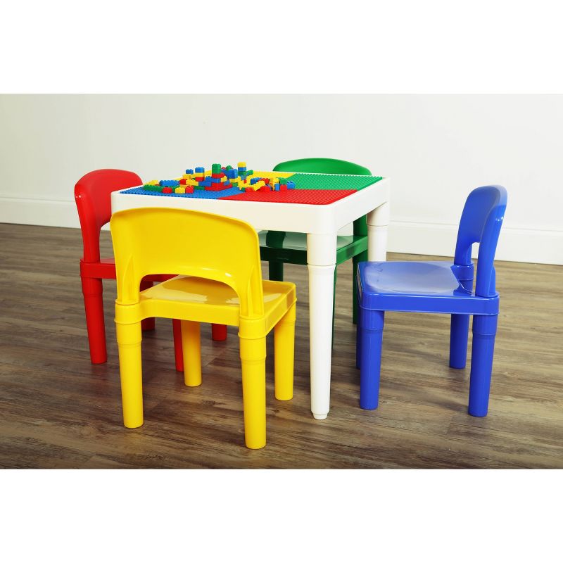 5pc 2 in 1 Square Plastic Activity Table and Chair Set - Humble Crew