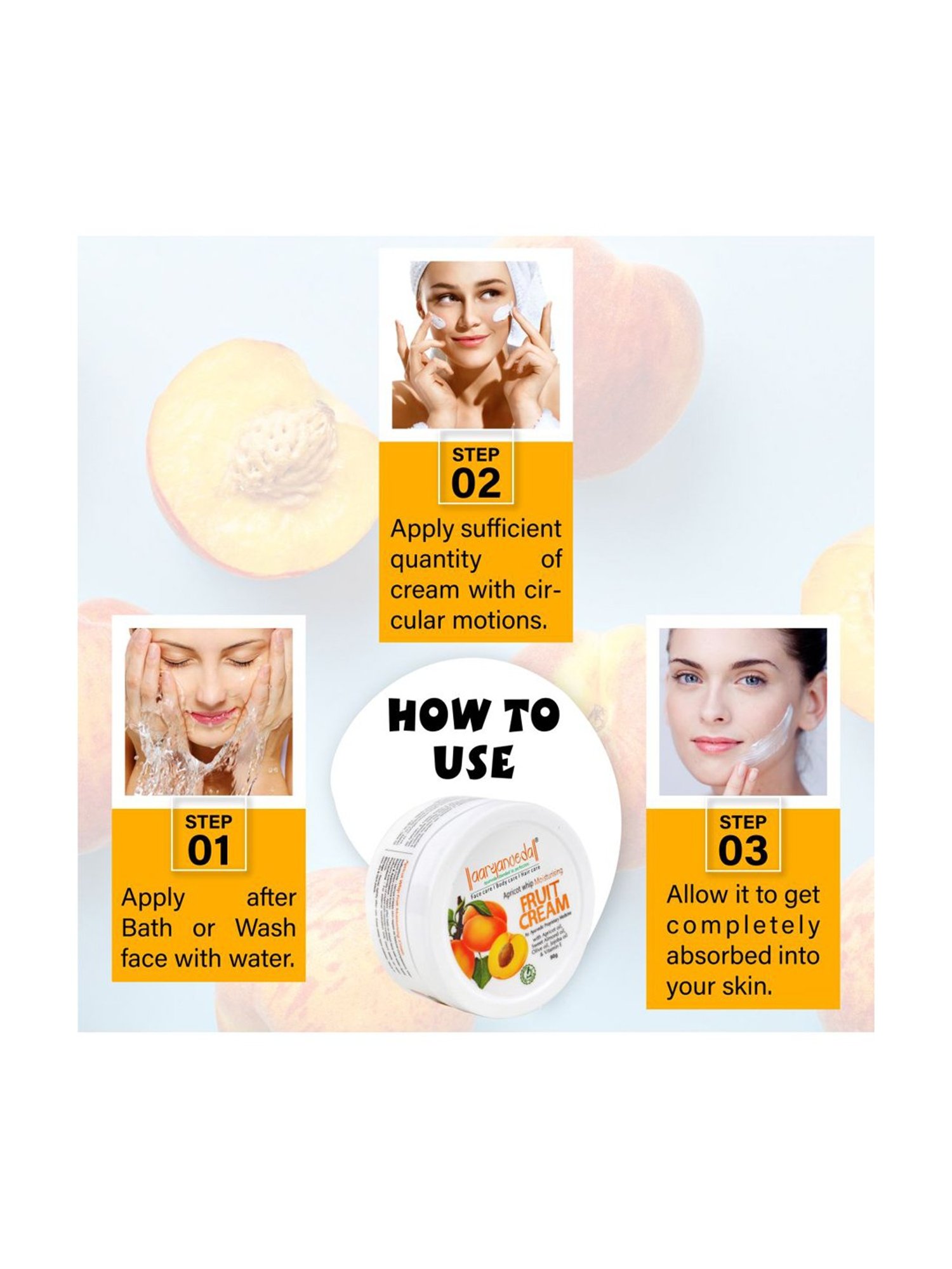 Aryanveda Unisex Apricot Whip Moisturising Cream (Pack of 5)