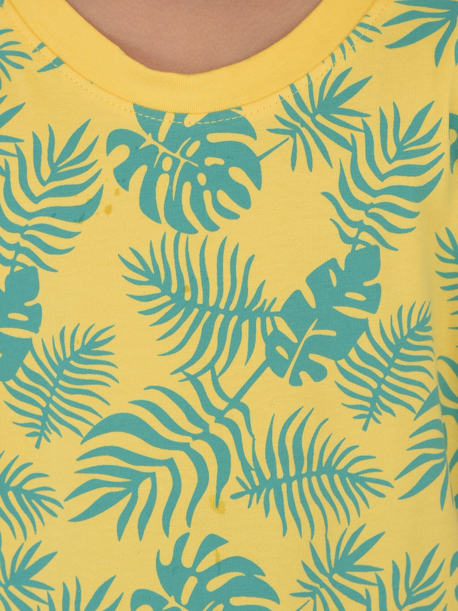 Crimsoune Club Kids Yellow Printed T-Shirt