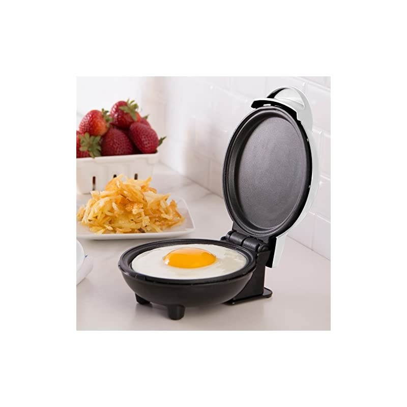 DMS001WH Mini Maker Electric Round Griddle for Individual Pancakes, Cookies, Eggs & other on the go Breakfast, Lunch & Snacks, White