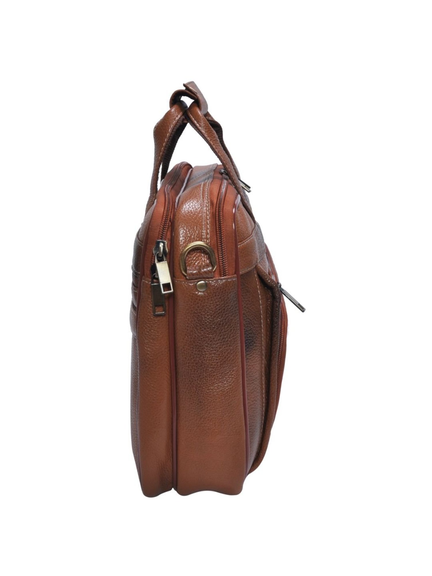 HiLEDER 100% Pure Genuine Leather Briefcase Laptop Messenger Office Travel Bag for Men & Women, Tan