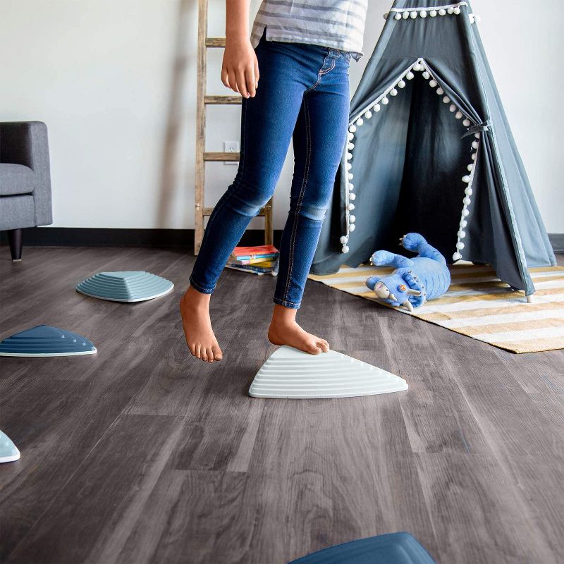 JumpOff Jo Rocksteady Balance Stepping Stones for Kids, Promotes Balance & Coordination, Set of 6 Balance Blocks, Tall Set, Iceberg Blue