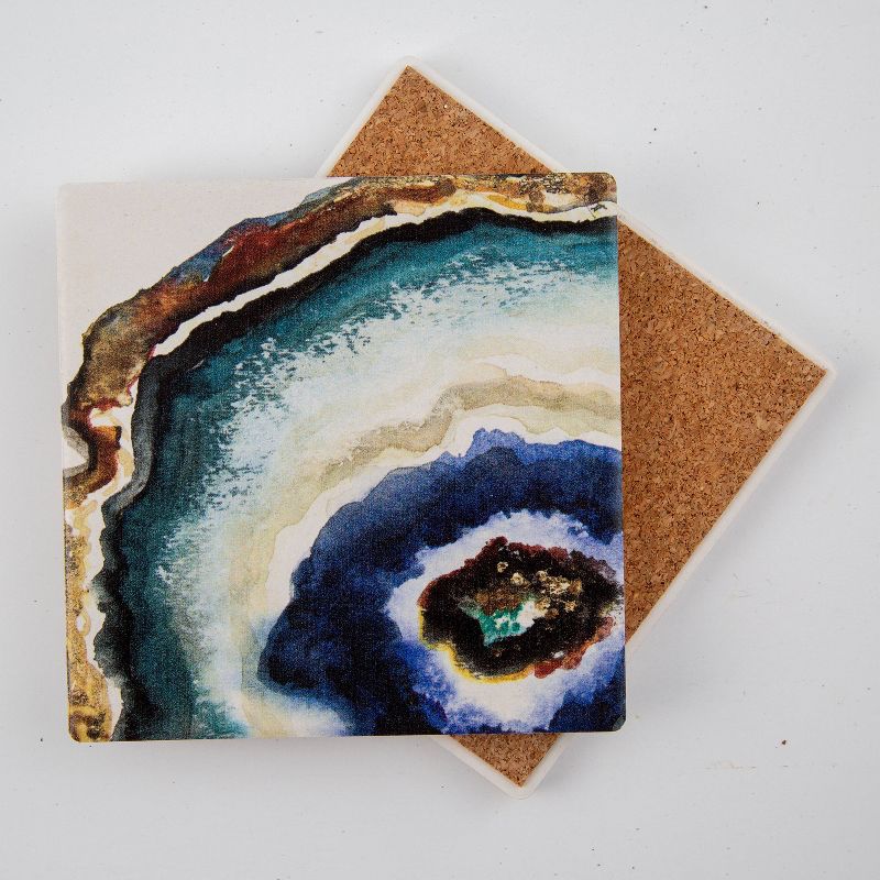 4pk Ceramic Blue Agate Print Coasters - Thirstystone