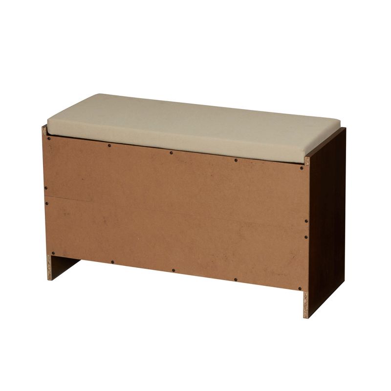 Household Essentials 10Pocket Shoe Bench with Cushion Mahogany