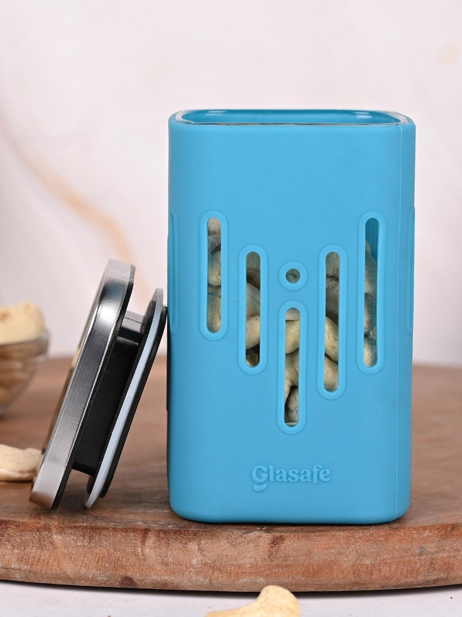 Glasafe 'O' Grip Tranquil Teal Borosilicate Container (250ml)