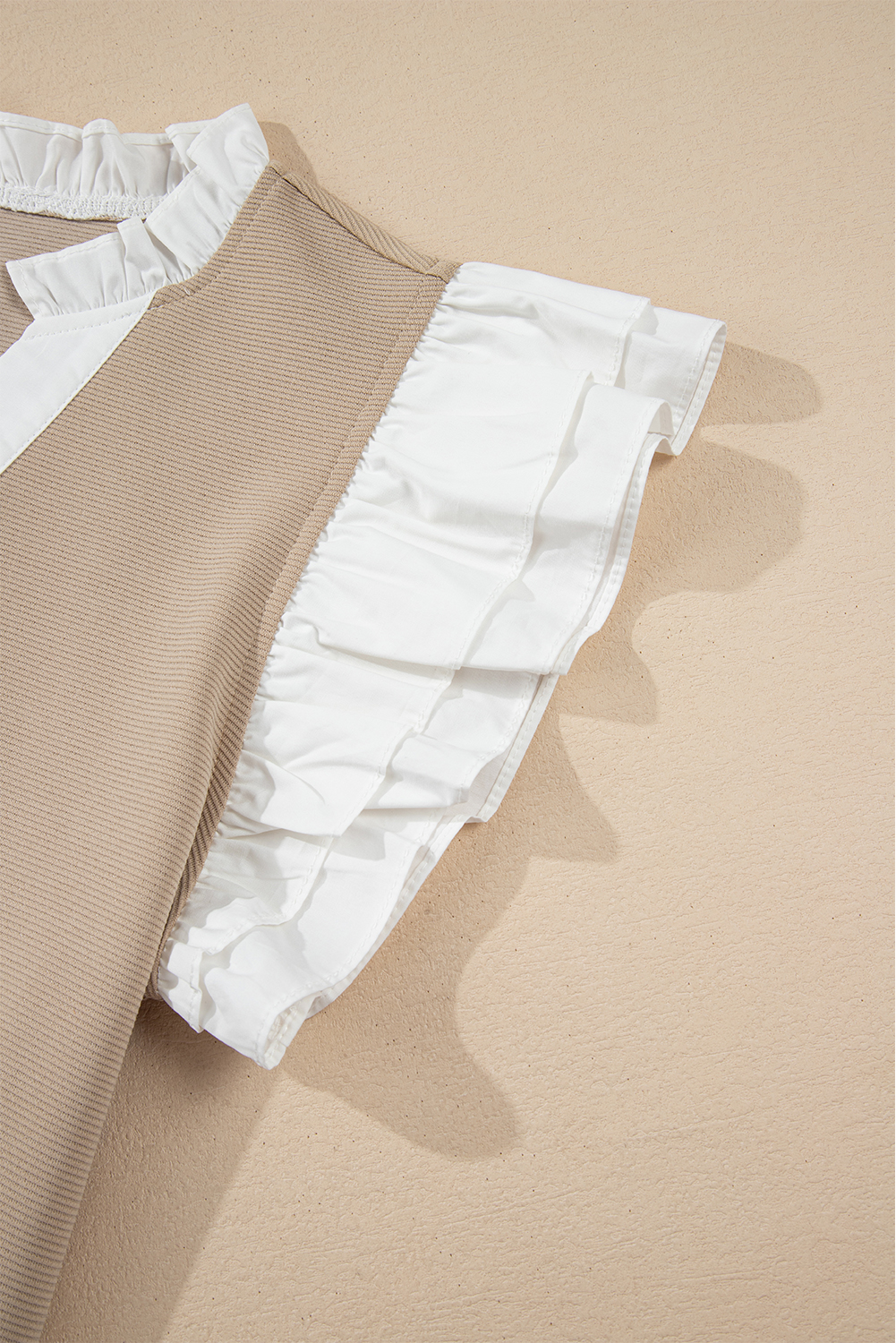 White Spotted Print Tie Neck Color Block Halter Sleeveless Shirt