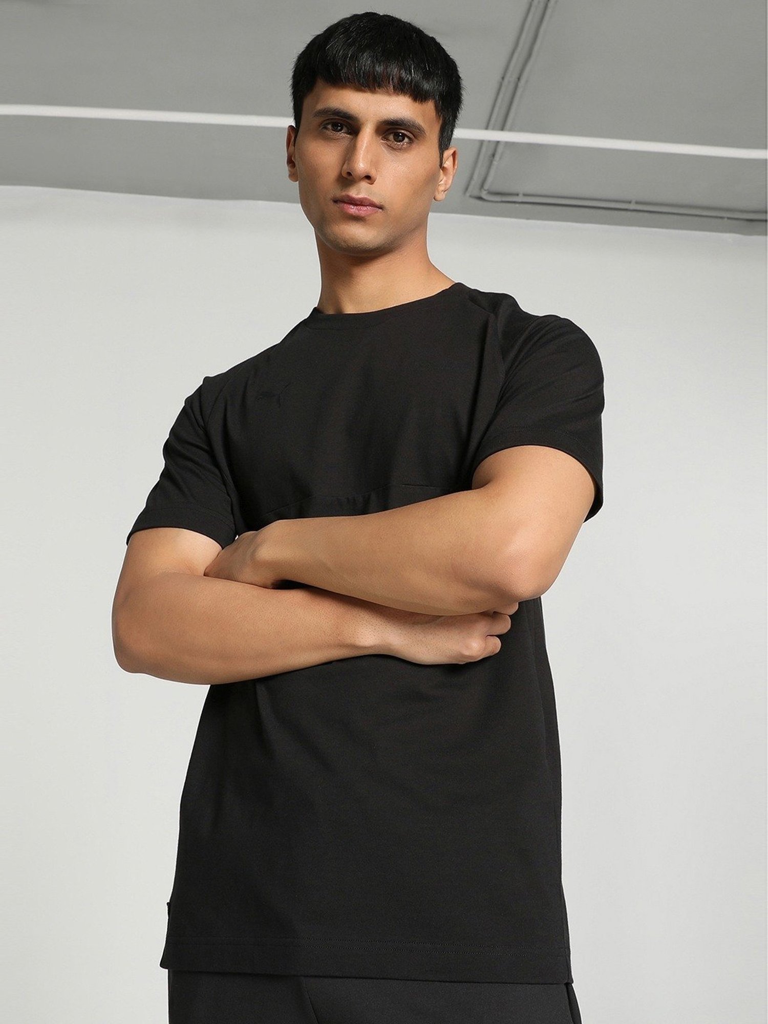 Puma Mercedes-AMG Petronas Motorsport Black Cotton Regular Fit Sports T-Shirt