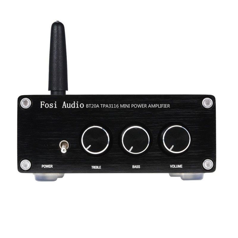 [Updated] BT20A Bluetooth 4.2 Stereo Audio 2 Channel Amplifier Receiver Mini Hi-Fi Class D Integrated Amp 2.0CH for Home Speakers 100W x 2 with Bass and Treble Control TPA3116 (with Power Supply)