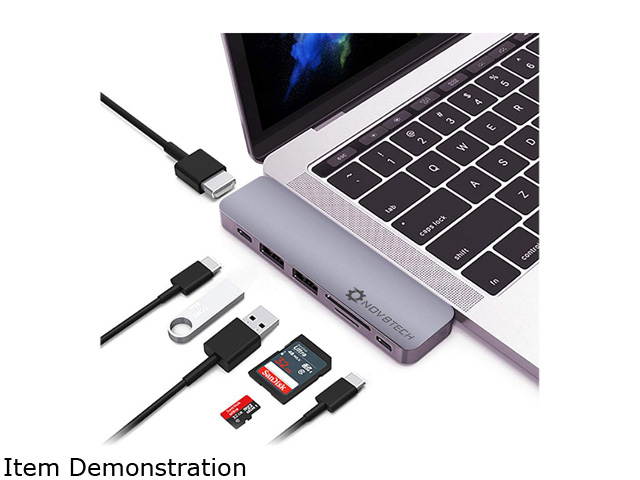 NOV8Tech USB C Hub Docking Station for MacBook Pro 2019-16 and MacBook Air 2019-18 7 in 2, 4K HDMI, Thunderbolt 3 100W PD Charger 40GBps Data, 2xUSB 3.0, USB 3.1 C 5GBps, SD/MicroSD Card Reader 7 in 1