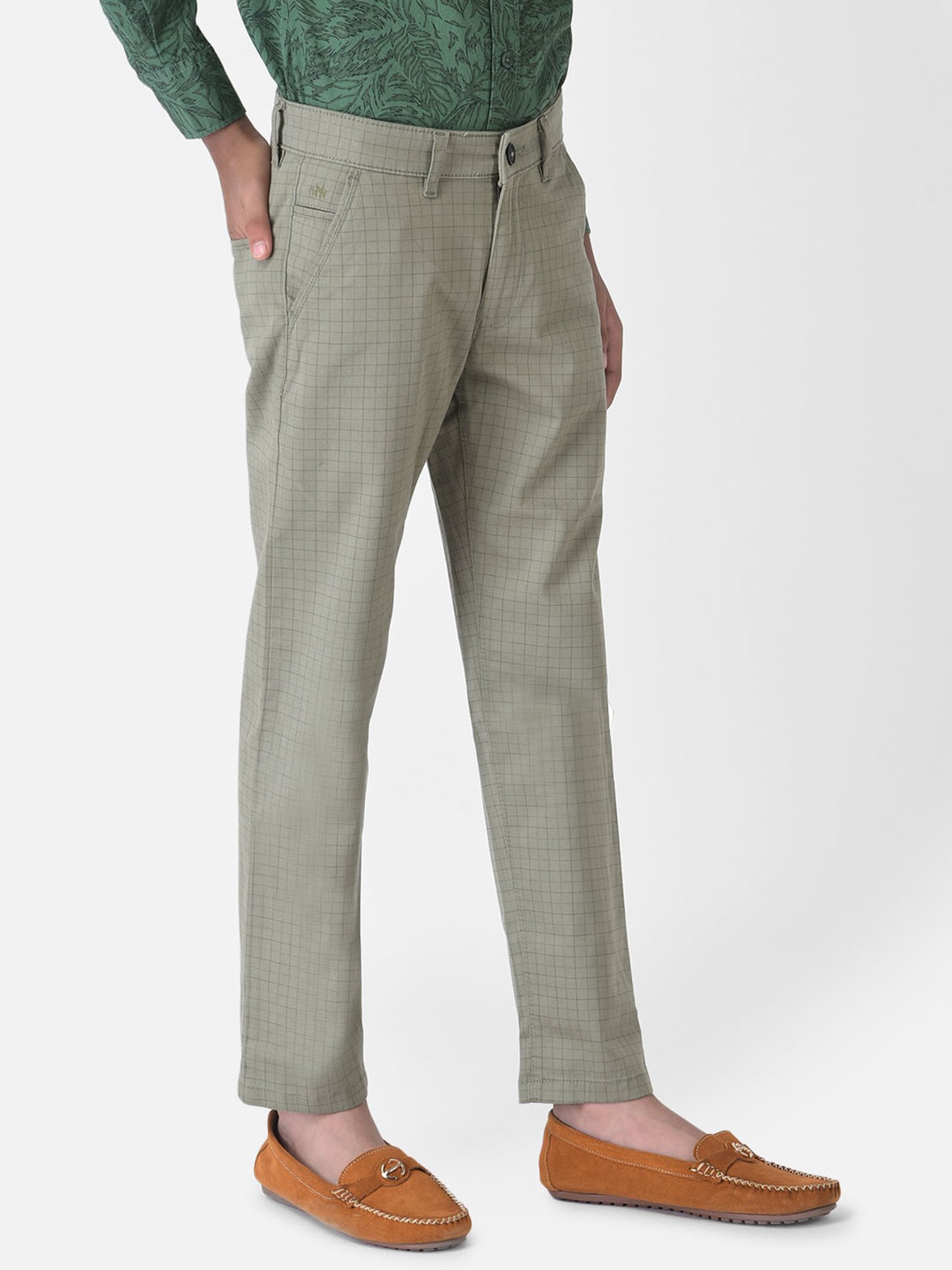 Crimsoune Club Boys Green Checks Trousers