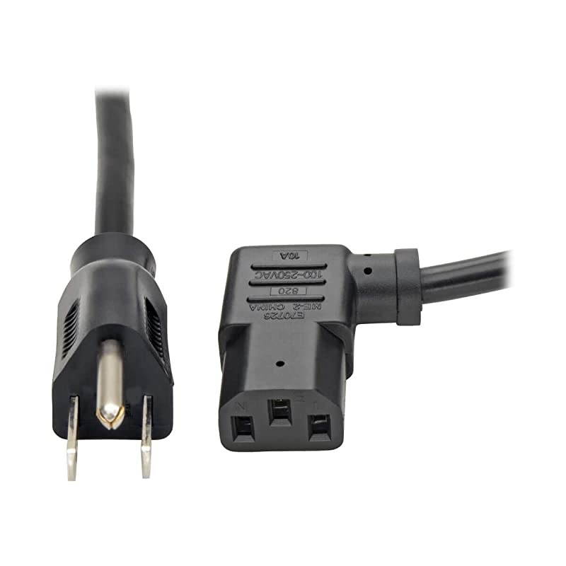Standard Computer Power Cord 10A18AWG NEMA 515P to Left Angle IEC320C13 6ftP00600613LABlack