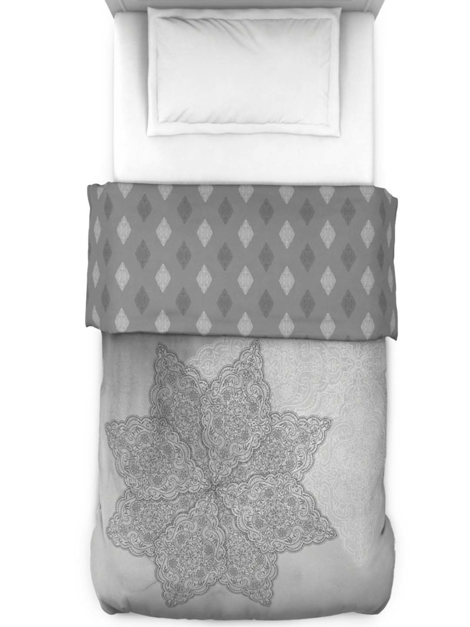 Welspun Bliss Light Silver & Blue Microfibre 120 GSM Shell Double Bed Quilt