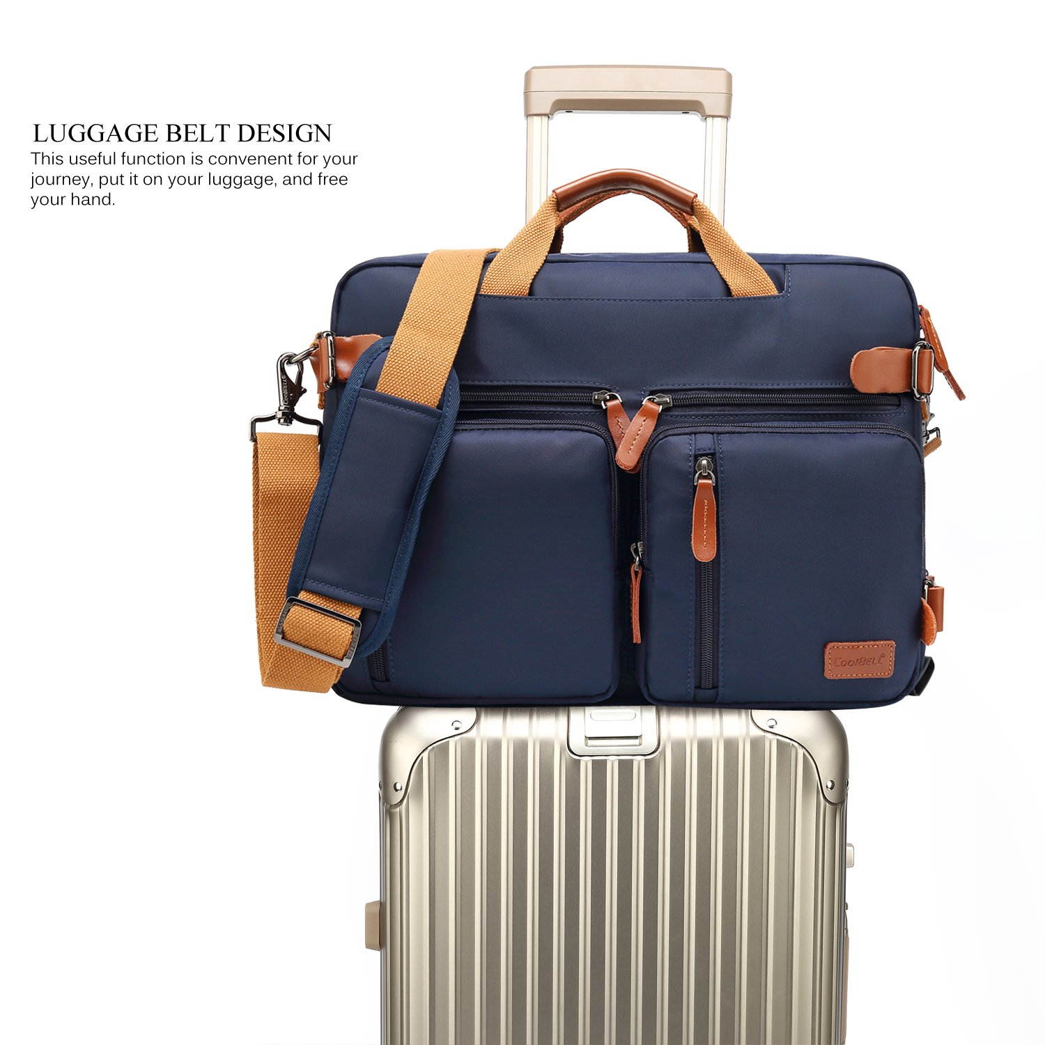 ESTONE Convertible Laptop Backpack Messenger Bag for Men/Women,15.6 Inch Laptop Shoulder Bag Multicompartment Nylon Business Briefcase (Blue)