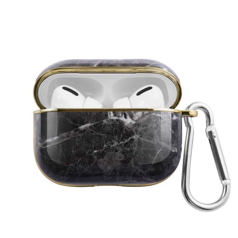 Insten Marble Case with Laser Gold For AirPods Pro, Glossy Soft TPU Skin Cover (Support Wireless Charging) Gray