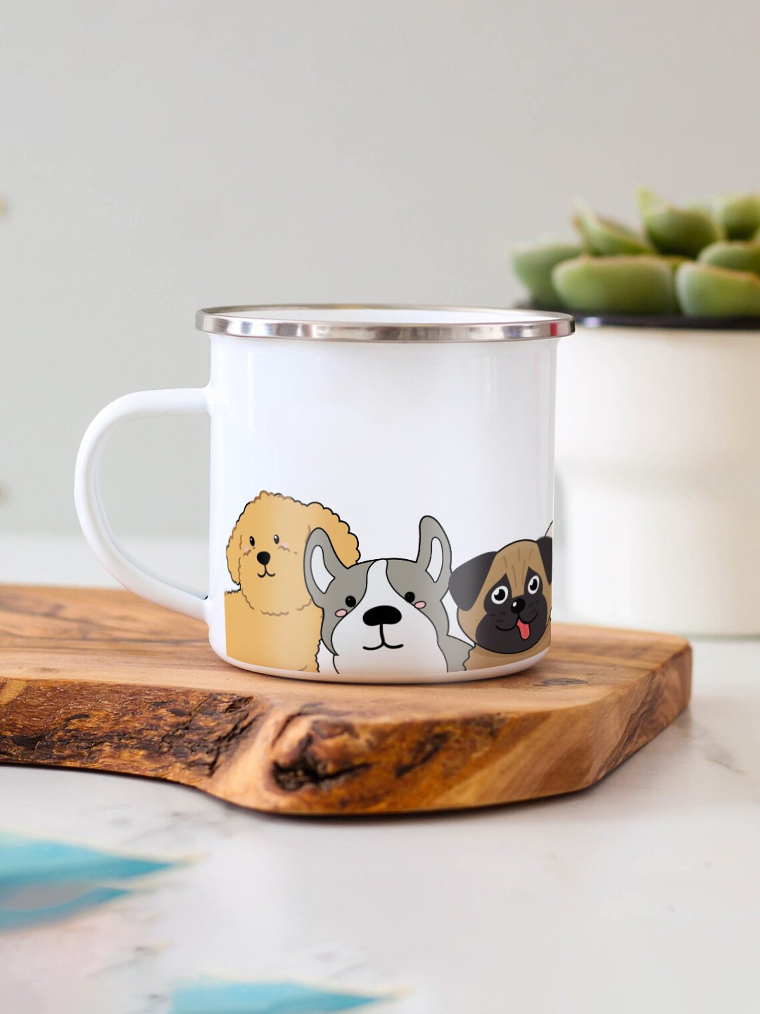 Gathari Enamel White Stainless Steel Coffee Mug