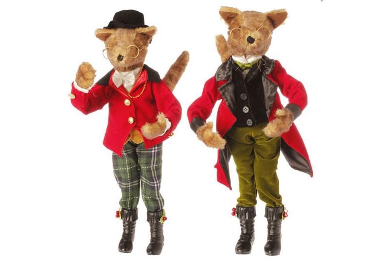 Raz Imports 19" Red and Green Fox with Pants Tabletop Christmas Figurine
