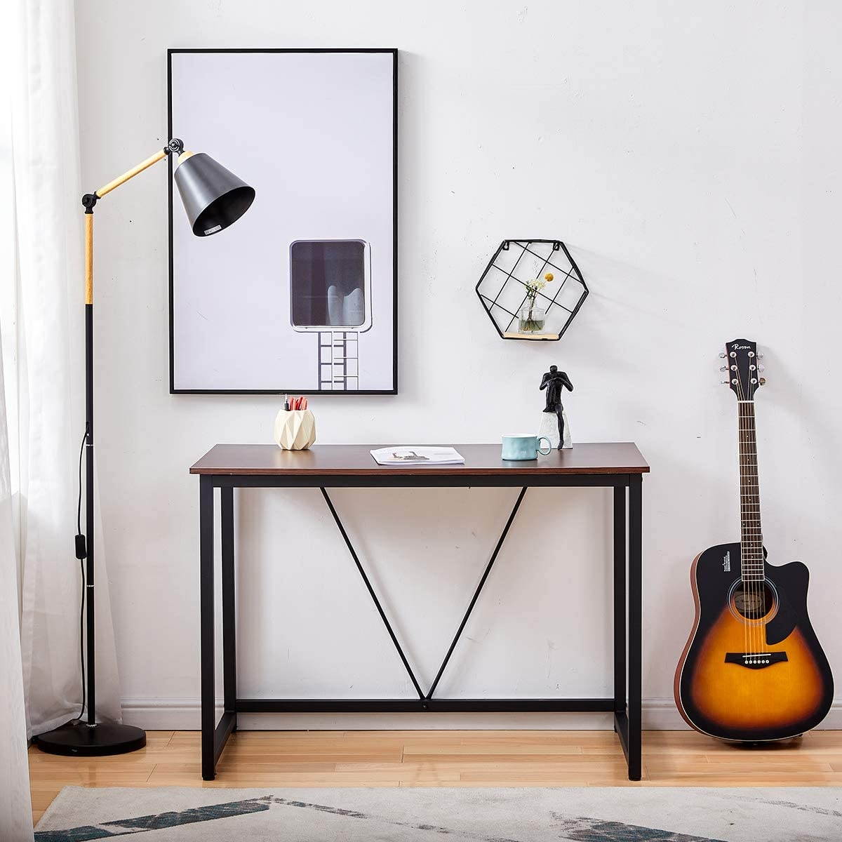 Lifetech Computer Desk 43.3" Modern Study Writing Desk for Home Office Simple Small Desk for Small Spaces, Black