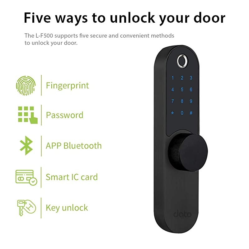 Smart Fingerprint Door Lock - Digital Touchscreen Keyless Entry Front Door Lock with Backup Key for Homes/AirBnB/Apartments/Hotels, Black(L-F500)