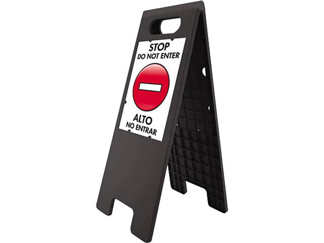 Headline Sign 5694 Floor Tent Sign, Doublesided, Plastic, 10 1/2 x 25 1/2, Black
