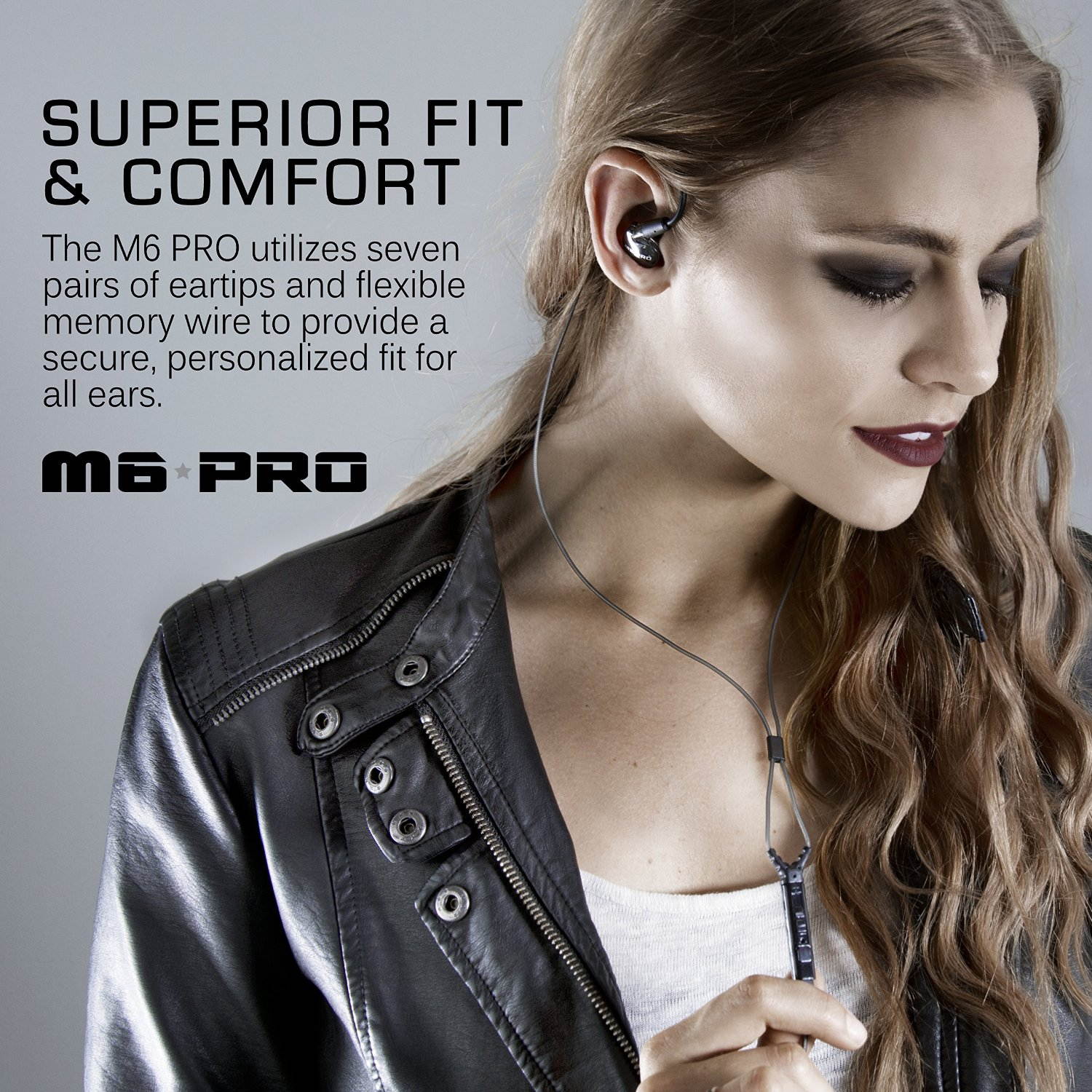 MEE audio M6 Pro Universal-Fit Noise-Isolating Musician's In-Ear Monitors with Detachable Cables (Smoke)